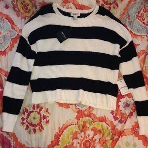 forever 21 cream and navy sweater